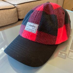 Columbia Fleece Red and Black Plaid Baseball Cap